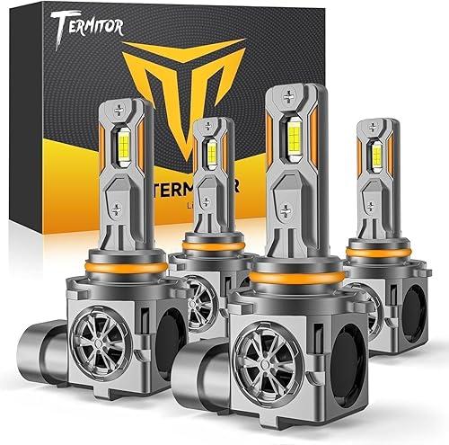 Termitor Latest 9005 9006 LED Bulbs, 100,000LM Brightness Hi/Low Beam, 85000+ Hours Long Service Life, 6500K Cool White, Real 1:1 Halogen Size 9005/HB3 9006/HB4 Fog Lights, Plug N Play, Pack of 2