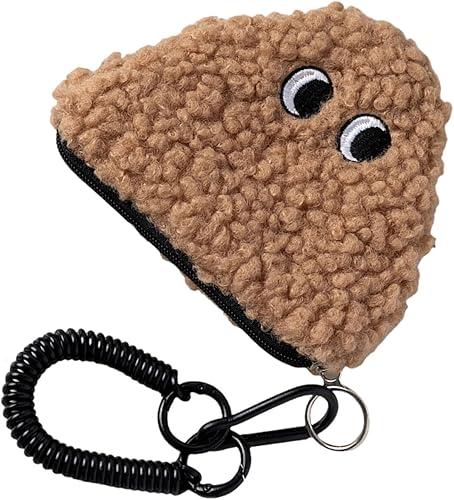 Soft Plush Rice Ball Change Purse with Zippers and Lanyard Design Coin Bag Great for Shopping and Organizing Small Items Port