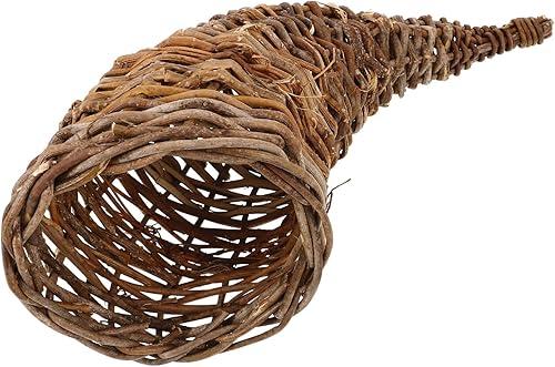 Milisten Cornucopia Basket Basket for Table Centerpiece Christmas Rattan Storage Wicker Serving Platter Autumn Fall Thanksgiving Decorations