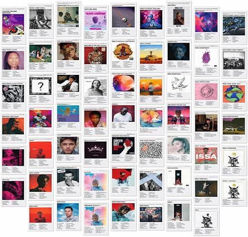 Music Album Cover Posters Wall Collage Kit, 60 Pcs 4x6 Inch Prints for Room Decor, Rapper Band Bedroom Posters for Teens