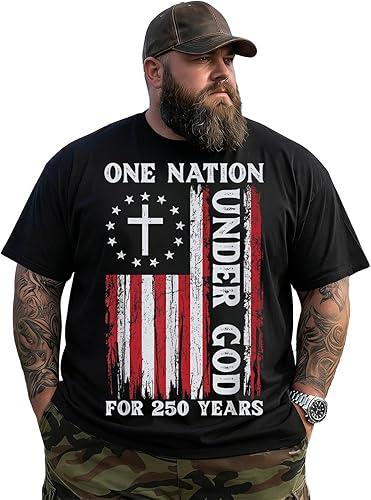 Patriotic USA Flag America 250 Big and Tall T Shirt for Men Graphic Tee July 4th T0 5KXL W21P