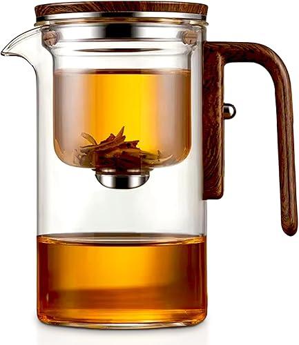 Tea Pot, Magic Teapot with Infuser, Glass Teapot with Strainer for Blooming Tea & Loose Leaf Tea (500ml/17.6oz)