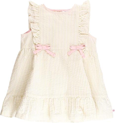 RuffleButts Baby/Toddler Girls Sleeveless Pinafore Bow Dress