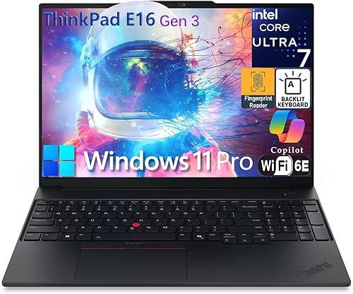 Lenovo ThinkPad E16 Gen 3 Laptop Computer for Business, Lifetime Office 365, Intel Ultra 7 255H, Arc 140T, 16GB DDR5 RAM, 512GB PCIe SSD, WiFi 6E, 16" FHD+, Webcam, Windows 11 Pro, Type C RJ45 Cable