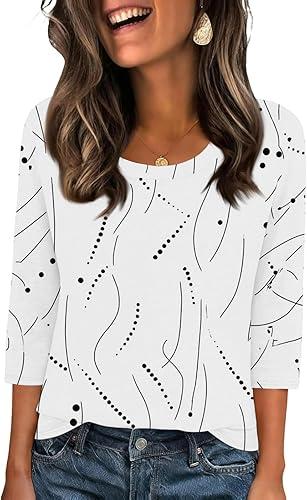 Women's Travel Long Sleeve Shirts 2026 Summer Round Neck Tops Basic Floral Print Tshirts Funny Clothing