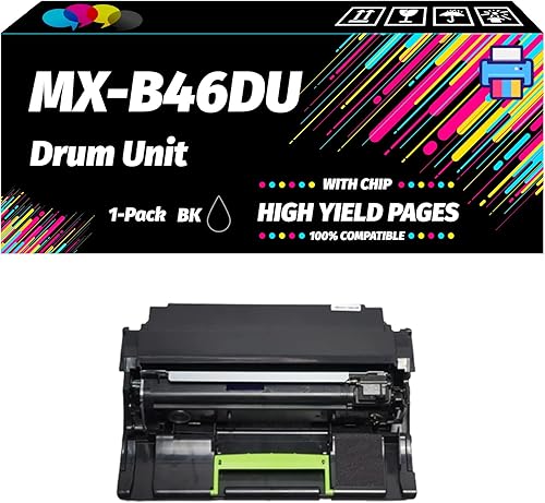 Compatible with Sharp MX-B46DU Drum Unit Work for Sharp MX-B467F MX-B467P Printers, High Yield 70000 Pages, Professional Printing with Chip (1 Pack Black)