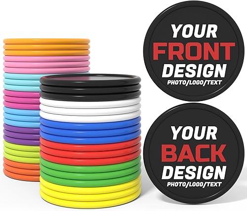 200-1000 Pcs Custom Plastic Chips, Personalized Drink Tokens with Image or Text, HD Double-Sided Full Color Printing, Good for Bar Token, Party, Corporate, or Gifts in 15 Color