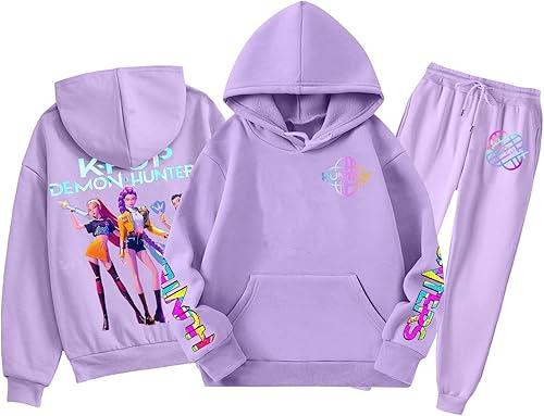 Kpop Outfits for Girls Boys， Hoodie and Sweatpants Set Daily Wear and Sports