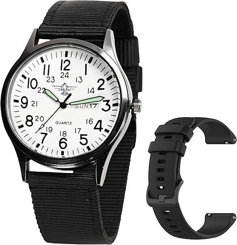Gosasa Unisex Military Watches Sport Textile Nylon Strap Stylish Men Watch Luminous Fashion Watches Analog Display Quartz Waterproof Casual Wristwatch