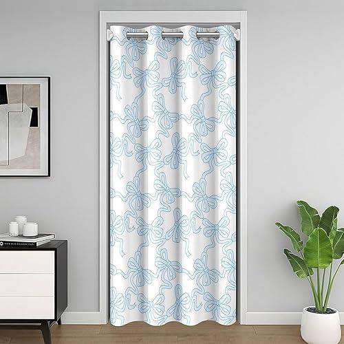 Castle Fairy Blue Bowknot Door Curtain for Privacy,Coquette Bowtie Ribbon Doorway Curtain 42" W X 80" L Bedroom Decor,Dreamy Princess Style Cute Bow Doors Drape for Closet Door 1 Panel