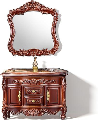 jojofuny 1 Set Antique Style Miniature Dollhouse Bathroom Sink Cabinet with Mirror Realistic Wash Basin Model for Creative Dollhouse Decor Retro Appeal Functional Design for Mini Scenes