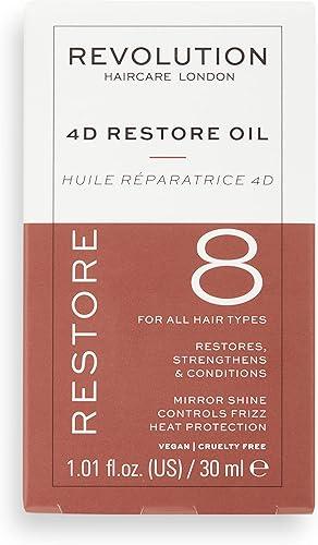 Revolution Haircare 8 4D Restore Oil, Hair Oil To Strengthen & Control Frizz, Locks In Moisture, Vegan & Cruelty Free, 30ml