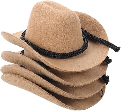 VOSAREA 4pcs Mini Western Cowgirl Hats: Tiny Mini Cowboy Hats For Dolls Crafts - Miniature Party Decorations