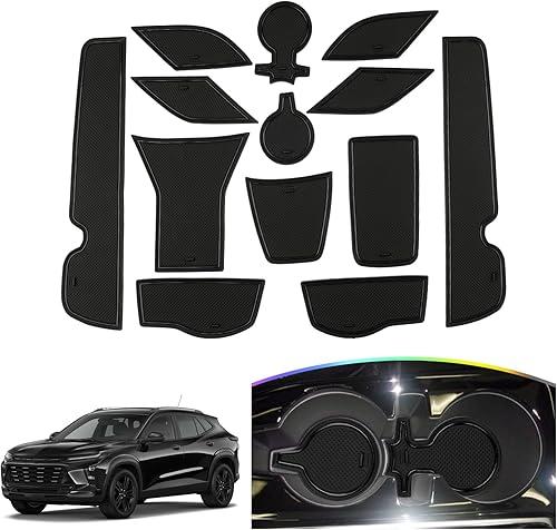SKTU 2024 2025 2026 Chevy Trax Door Slot Mat for 2024 2025 2026 Chevrolet Trax (LS,1RS,LT,2RS,ACTIV) 14PCS Fit 2024 2025 2026 Chevy Trax Accessories Door Compartment Cup Center Console Liners (Black)