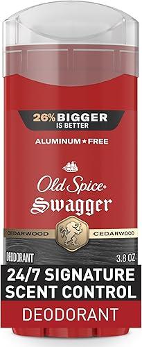 Old Spice Aluminum Free Deodorant for Men, 24/7 Protection to Eliminate Odors, 24/7 Freshness & Lasting Scent, Swagger with Lime & Cedarwood Scent, 3.8 oz