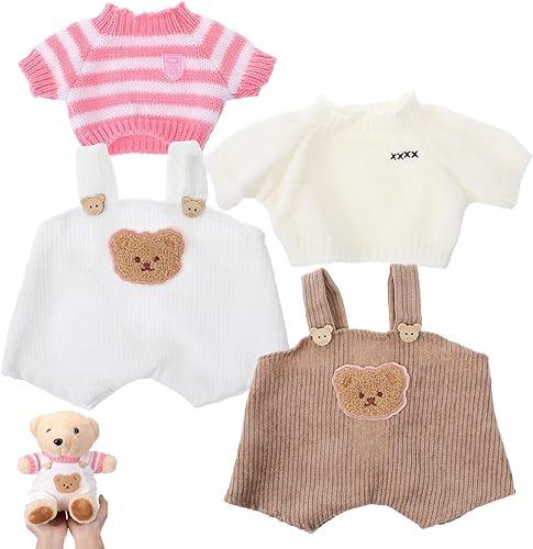 VOSAREA 2 Sets Small Stuffed Animal Clothes: 30cm Bear Clothes Suit with Sweater and Suspender Pants - Plush Doll for Decoration and