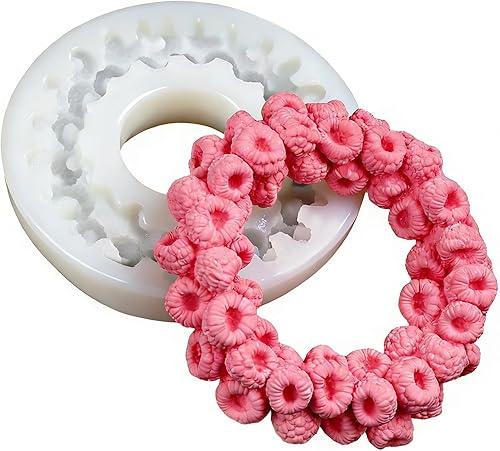 Raspberry Mold Silicone, 3D Berry Shaped Cake Pop Molds for Baking, Realistic Raspberry Rings Mousse Mold for Chocolate, Candy, Fondant, Soap Making, Non-Stick Easy Release Pastry Decorating Tool