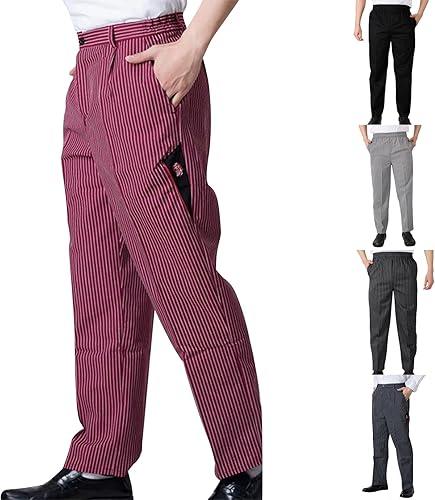 Chef Pants Unisex - Baggy Elastic Waist Cook Bottoms Restaurant Kitchen Service Work Uniform Pantalones de Cocina