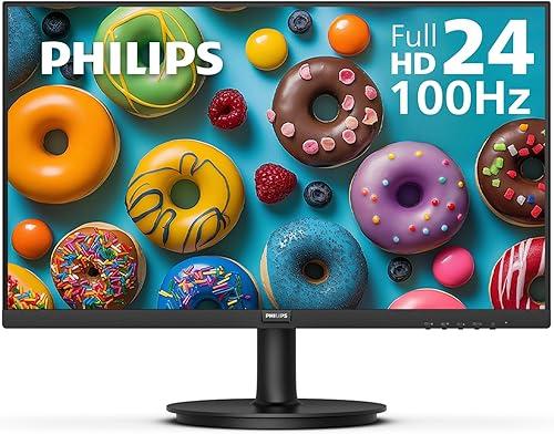 Philips New 24 inch Frameless Full HD (1920 x 1080) 100Hz Monitor, VESA, HDMI x1, VGA Port x1, Eye Care, 4 Year Advance Replacement Warranty, 241V8LB, Black