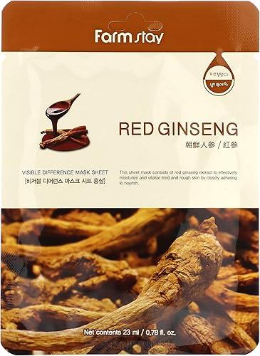 Farmstay Visible Difference Mask Sheet Pack (Red Ginseng) - Moisturizes, Clear Skin, Facial Skin
