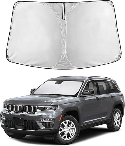 EcoNour Windshield Sunshade for Jeep Grand Cherokee 2011-2024 2025 2026, Sun Visor for Front Windshield & Window Sun Shade Cover, UV Heat Blocker & Protector, Car Accessories
