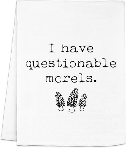 Moonlight Makers Funny Kitchen Towels with Sayings – Housewarming Gifts, Funny Dish Towels, Cotton Flour Sack, Apartment Essentials, Baking Gifts for Women – White, I Have Questionable Morels — 14% off
