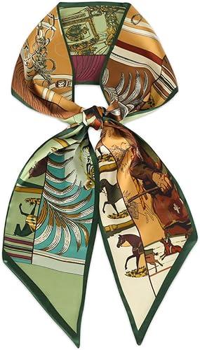 Relang Satin Scarf Mulberry Silk Printed Head Wrap Hair Band 7"" x 59""