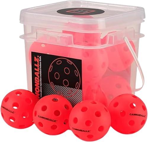 Cannonballz - Indoor Pickleball Balls Multi-Pack – 26 Hole Fluorescent Ember Pickleball Balls, USAPA Approved Indoor Pickleballs for Training, Practice & Tournament Performance