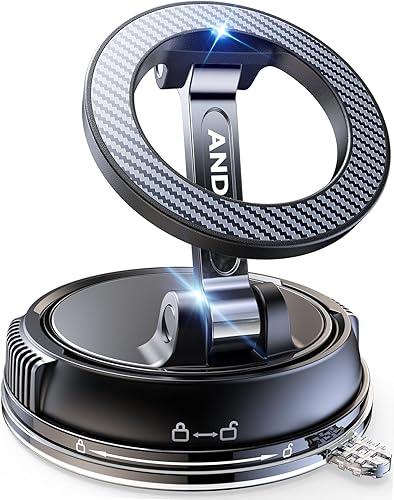 ANDERY Car Phone Holder for Magsafe [78+LBS Strongest Suction & 2400gf Magnetic] 360° Adjustable Car Phone Mount, Phone Holders for Your Car for iPhone 17-12 Pro Max Plus Air, Carbon Fiber