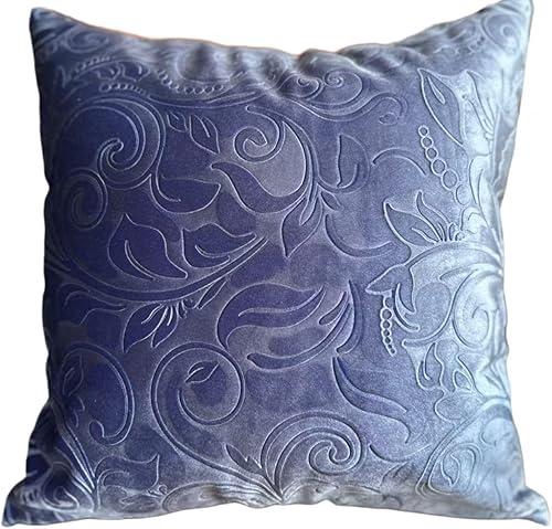 TangDepot Heavy Velvet Embossing Throw Pillow Cover, Classis Floral Anaglyph Velvet Fabric, Decorative Pillow Cover, Indoor/Outdoor Pillows Shell, Cushion Cover - (20" x 20", C36 Blue)
