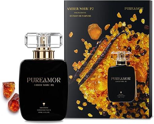 PUREAMOR Pheromone Perfume for Women, Amber Noir Extrait de Parfum - Long Lasting Vanilla Amber Scent, 30% High Concentration, Full Size Fragrance Spray, 1.0 oz / 30 ml