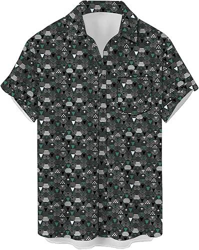 Hawaiian Bowling Shirts for Men Short Sleeve Printed Regular Fit Summer Beach Casual Button Down Aloha Shirts