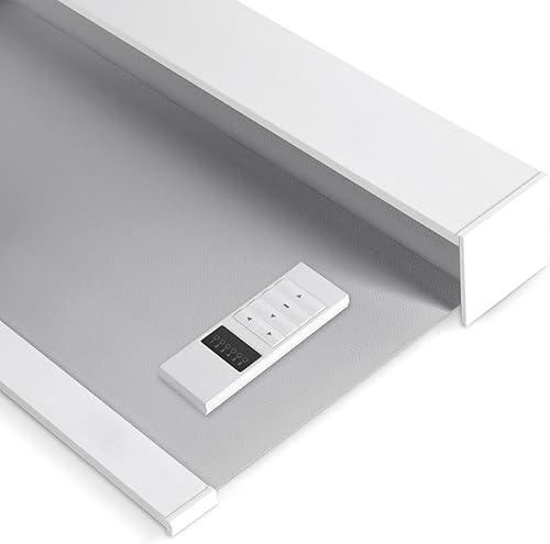 Tipiace Motorized Window Roller Shade Blinds with Remote, Wireless Rechargeable Motor, Sunshine Fabric for Office and Home, Customize Size, 1% Openness 82024C
