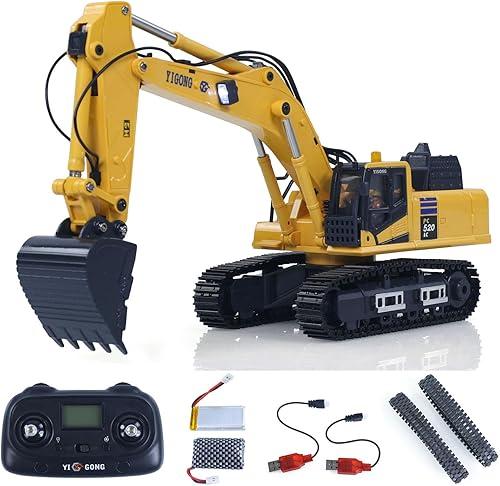 TOUCAN RC HOBBY 1/50 Radio Control Excavator PC520 Electric RC Digger Construction Vehicle Finished Model Metal Tracks Lights Sounds Unit for Ages 14+