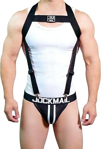 JOCKMAIL Mens Harness with Jockstrap Adjustable Harness Jockstrap Underwear for Clubwear & Gym