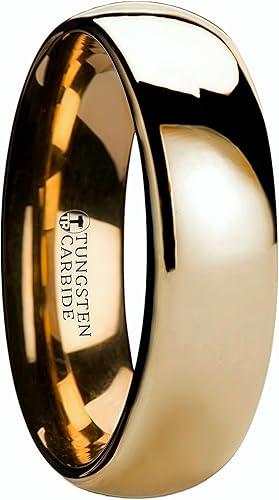 ORO Traditional Domed Gold-Plated Tungsten Carbide Wedding Ring