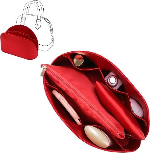 Silk Bag Organizer Fit for Alma BB,Lightweight and Silky Touch Bag Insert Fit for L V Luxury Bag(Alma BB,Red)
