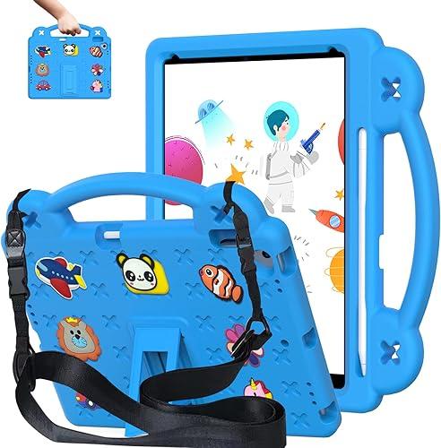 Compatible with Xiaomi Redmi Pad Pro 12.1 2024 Tablet Case, Kids Friendly Universal Lightweight Shockproof Protective Case with Shoulder Strap & Stand Handle Sky Blue