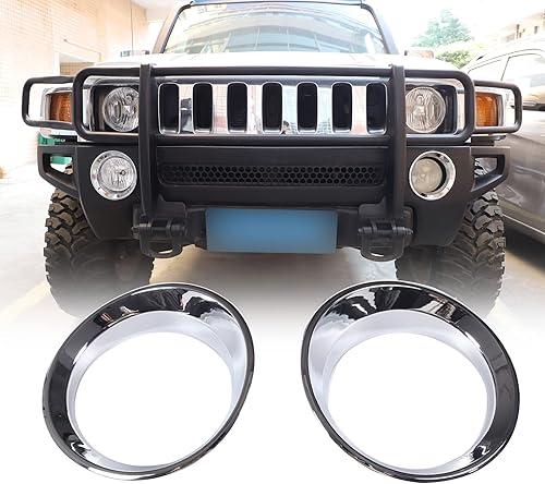 Front Fog Light Lamp Cover Ring for Hummer H3 2005-2009 Accessories, Fog Lamp Trim Frame Protector, Front Bumper Fog Light Ring Bezels Covers Trim, ABS (Chrome)