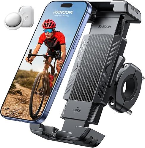 JOYROOM Bike Phone Holder [Hidden Tracker Storage] Phone Holder for Bike [1S Auto Lock] Motorcycle Phone Mount for Bike Bicycle Ebike Accessories Handlebar Phone Mount for All 5.8‘’-7.2" Cell Phones