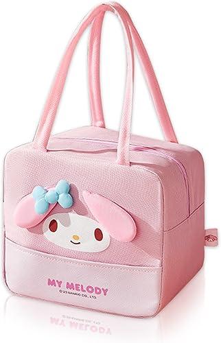 Roffatide Anime Melody Lunch Bag with Handle Insulated leakproof Lunch Box Lunch Bag Reusable Lunch Cooler Bag for Work Picnic Travel Pink