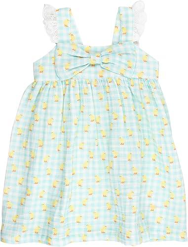 RuffleButts Baby/Toddler Girls Flutter Bow Woven Dress