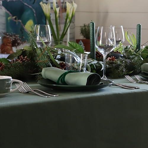 Huddleson Hunter Green Linen Tablecloth 70x162 Luxury Italian Linen Rectangle Rectangular Table Cloth Sewn in US
