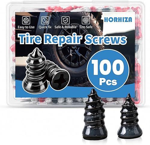 100 PCS Tire Repair Rubber Nail, 2 Size Vacuum Tire Plugs Kit, Quick Emergency Fix Without Disassembly, Repair Plugs for Car, Motorcycle, Bikes, Motorcycle, Truck