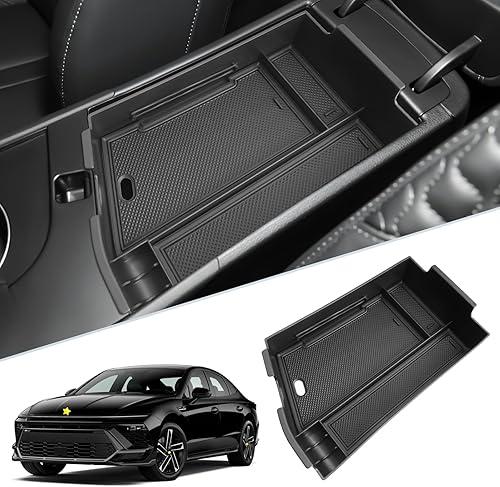 SKTU for 2024 2025 2026 Hyundai Sonata Center Console Organizer 2024 2025 2026 Hyundai Sonata Console Tray ABS Storage Box Hyundai Sonata 2024 2025 2026 Accessories with Coin Holder (Black)