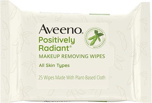 Aveeno Calm + Restore Unscented Makeup Remover Wipes for Face, Fragrance Free Facial Towelettes with Oat Extract & Calming Feverfew, Sensitive Wipes Leave Skin Feeling Soothed, Alcohol Free, 25 Ct