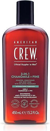 AMERICAN CREW 3-in-1 Chamomile & Pine, Shampoo, Conditioner & Body Wash for Men, All-in-One Care with Calming and Relaxing Fragrance, 15.2 fl oz