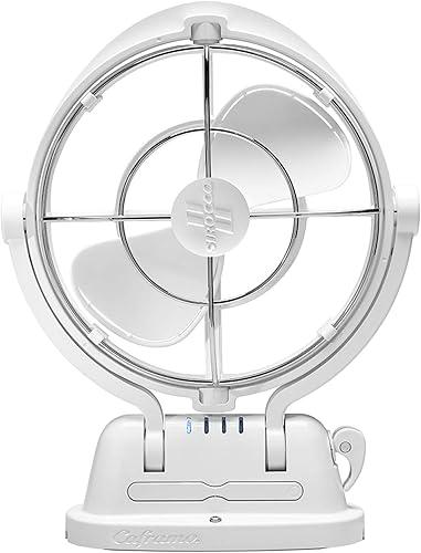 Sirocco II™ Fan from by Caframo. 12V/24V Auto-Sensing DC, Omnidirectional Low-Power Draw Fan for Boats and RVs. Hardwire Installation Required. Made in Canada. White.