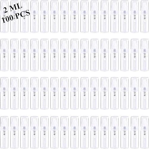 Mini Spray Bottle 100PCS 2ML Clear Plastic Empty Sample Containers Fine Mist Perfume Travel Refillable Spray Bottle Perfume Atomizer Small Travel Size Spray Bottle for Cleaning, Essential Oils