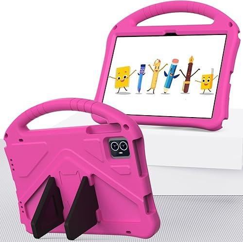 Compatible with T-Mobile Revvl Tab 2(2025) Case for Kids - Durable Lightweight EVA Shockproof Protective Handle Stand Cover (Rose Red)
